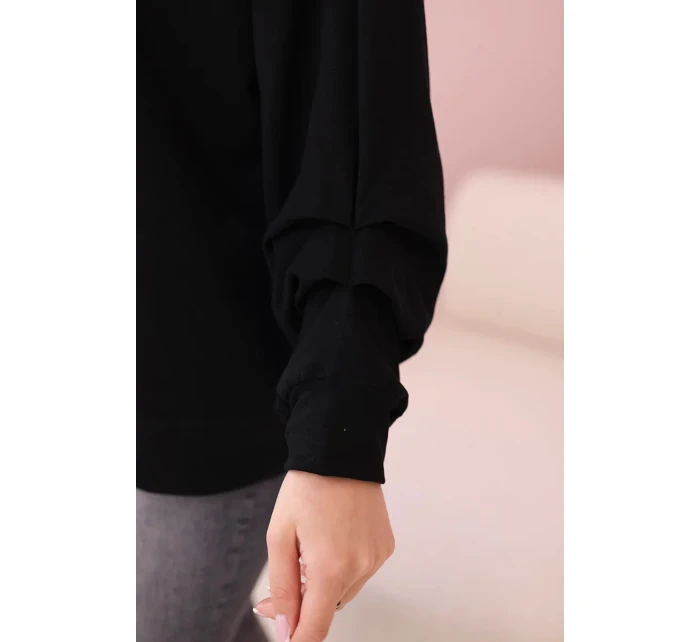 Bavlnená blúzka s mašľou čierna