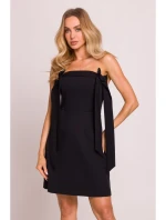 model 20970708 Šaty na ramínka s mašlemi černé - Moe