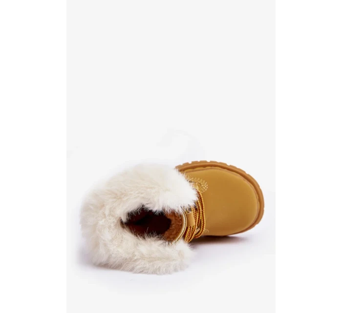 Dětské boty Trappers na zip s kožešinou Camel Gerande