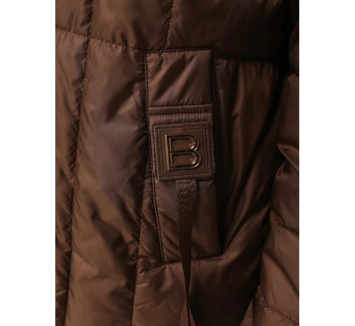 Dámska prešívaná bunda s kapucňou hnedá FashionStreet TY5590