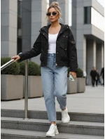 Dámska prechodná bunda s kapucňou a vreckami čierna FashionStreet TY5636