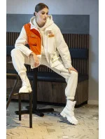 Bielo/oranžová dámska bunda vetrovka (AG3-010)