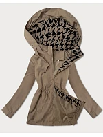 Tenká béžová dámská bunda s ozdobnou podšívkou model 21001846 - J.STYLE Tenká béžová dámská bunda s ozdobnou podšívkou model 21001846 - J.STYLE