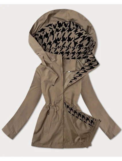 Tenká béžová dámská bunda s ozdobnou podšívkou model 21001846 - J.STYLE