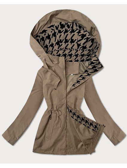 Tenká béžová dámská bunda s ozdobnou podšívkou model 21001846 - J.STYLE Tenká béžová dámská bunda s ozdobnou podšívkou model 21001846 - J.STYLE