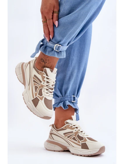 Dámské sportovní šněrovací boty Béžove model 21626276 - Boto Dámské sportovní šněrovací boty Béžove model 21626276 - Boto