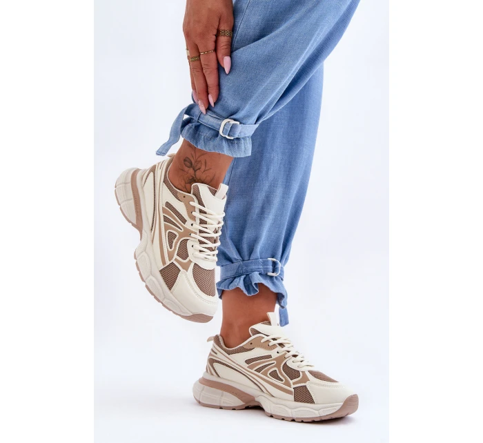 Dámské sportovní šněrovací boty Béžove model 21626276 - Boto