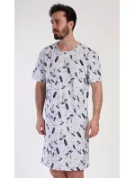 Pánska nočná košeľa Surfing Grey s potlačou - Vienetta Pánska nočná košeľa Surfing Grey s potlačou - Vienetta