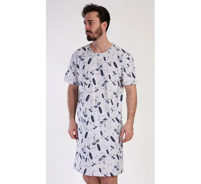 Pánska nočná košeľa Surfing Grey s potlačou - Vienetta Pánska nočná košeľa Surfing Grey s potlačou - Vienetta