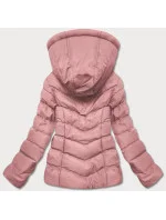Ružová dámska krátka páperová zimná bunda (5M726-46)