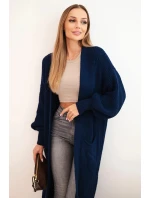 Dlouhý kardigan svetr světle model 21345047 modrý - K-Fashion
