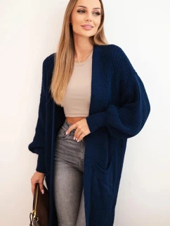 Dlouhý kardigan svetr světle model 21345047 modrý - K-Fashion