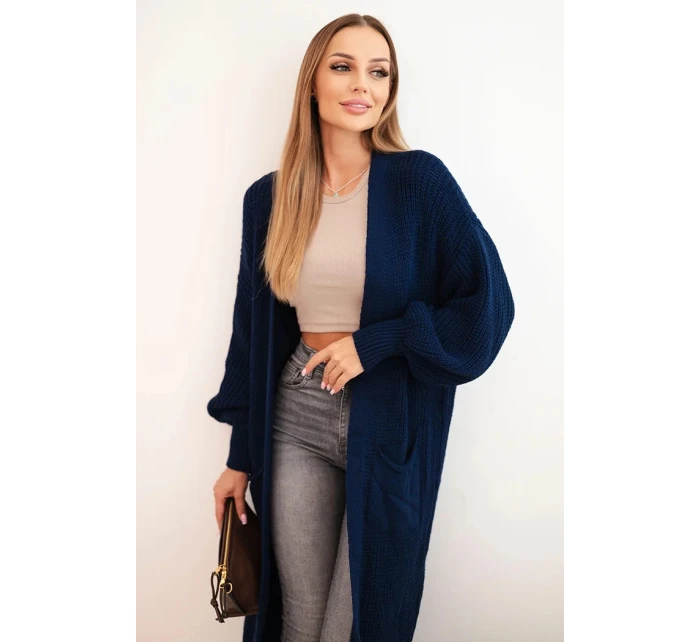Dlouhý kardigan svetr světle model 21345047 modrý - K-Fashion