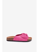 Klapki Damskie Na Korkowej Podeszwie Kokardką Fuksja Seressa
