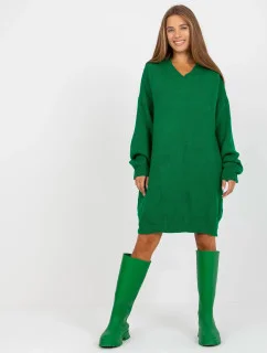 Dámske pletené šaty LC SW 0341.38P Tmavo zelená - Rue Paris