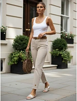 Dámske džínsy Mom Fit s opaskom, béžové, FashionStreet UY3083 Dámske džínsy Mom Fit s opaskom, béžové, FashionStreet UY3083