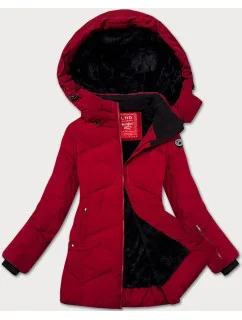 Dámska zimná bunda vo vínovej farbe s odnímateľnou kapucňou LHD (LHD-24577)