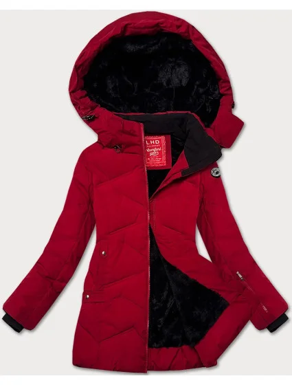 Zimowa kurtka damska z kapturem  bordowa model 21247959 - LHD