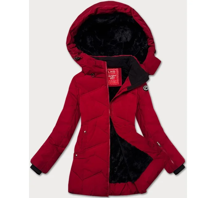 Zimowa kurtka damska z kapturem  bordowa model 21247959 - LHD