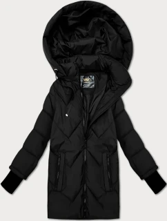 Čierna prešívaná prechodná bunda s odnímateľnou kapucňou Libland (LD-7749)