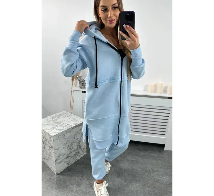 Zateplená súprava s dlhou mikinou modrá