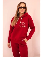 Dámska bavlnená súprava s potlačou, zateplená, bordová Dámska bavlnená súprava s potlačou, zateplená, bordová