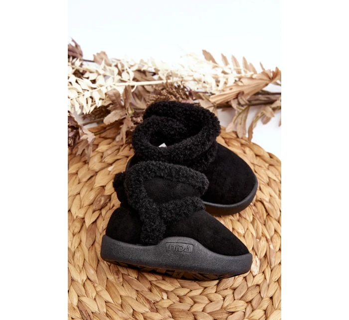 Dětské sněhule na suchý zip černé model 21645714 - Boto