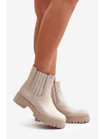 Dámské boty na plochém podpatku kožené světle béžové Lewski model 21672746 - Boto