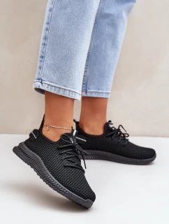 Siateczkowe Wsuwane Buty Sportowe Damskie Czarne Harice