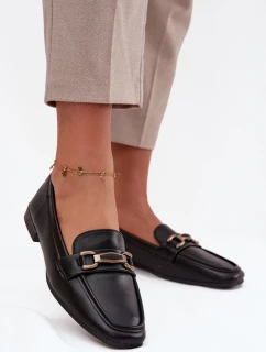 Półbuty Loafersy Damskie Z Ozdobą Czarne Priscelle