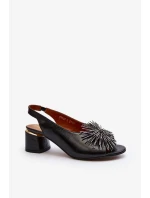 Kožené sandále so zdobením Laura Messi 2719 Black Kožené sandále so zdobením Laura Messi 2719 Black