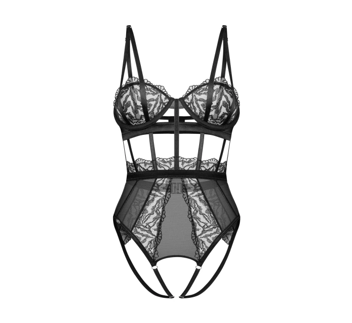 Dámske zvodné body Hersis Crotchless Teddy Black - Obsessive Dámske zvodné body Hersis Crotchless Teddy Black - Obsessive
