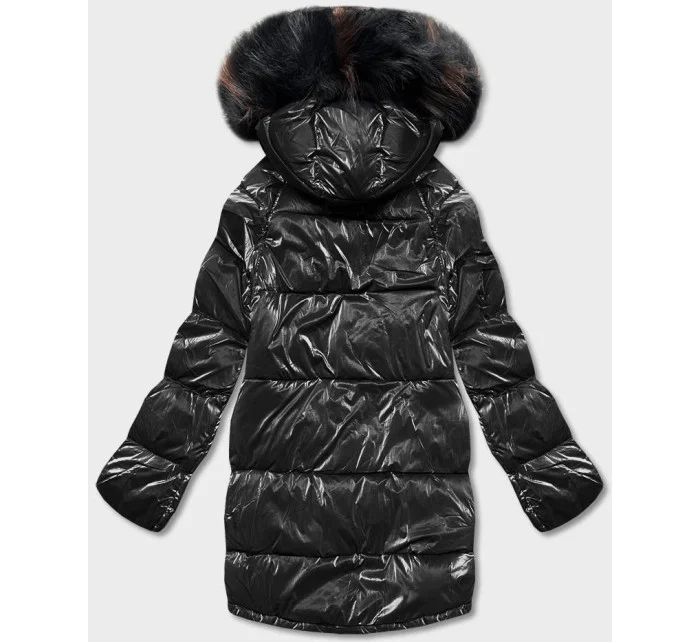 Čierno-hnedá obojstranná bunda oversize (h-1088-01)