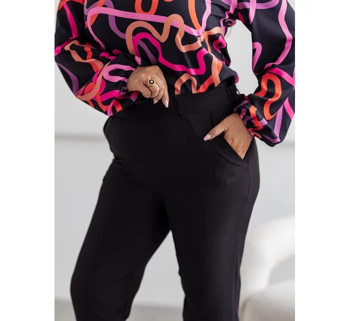 Čierne elegantné dámske nohavice nadmernej veľkosti (728)