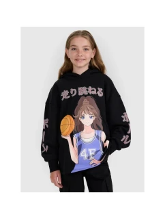 Dievčenská mikina bez prúžkov s kapucňou 4F 4FJRAW25TSWSF2293-20S