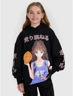 Dievčenská mikina bez prúžkov s kapucňou 4F 4FJRAW25TSWSF2293-20S