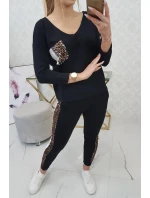 Sada s leopardím potlačou čierna Sada s leopardím potlačou čierna