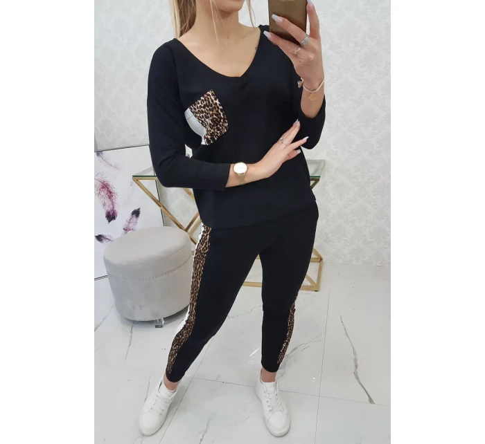 Sada s leopardím potlačou čierna Sada s leopardím potlačou čierna