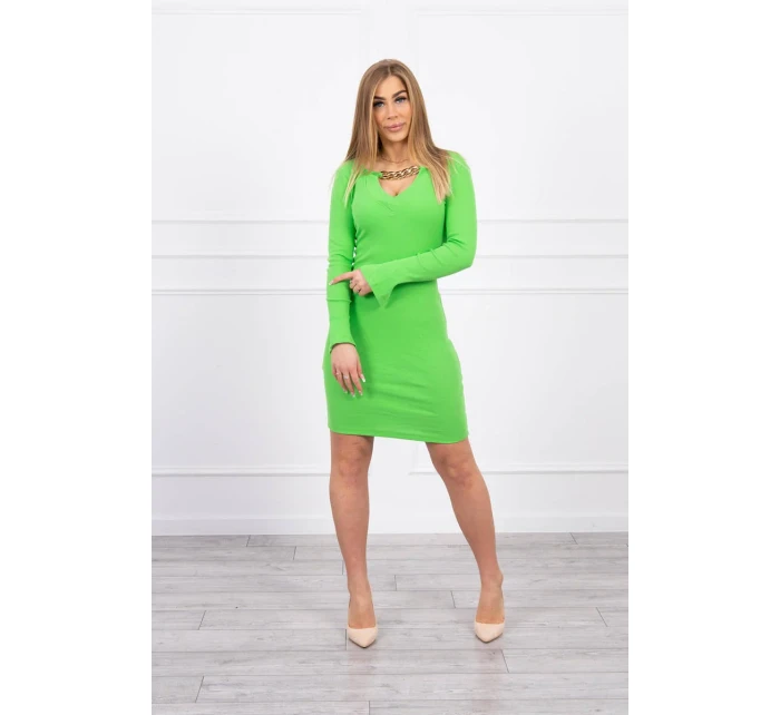 Šaty so zlatou retiazkou zelené neónové