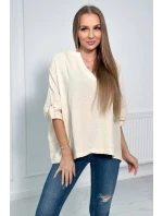 Mušelínová blúzka s vyhrnutými rukávmi svetlo béžová