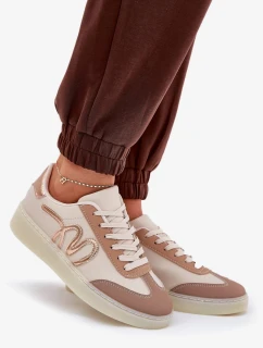 Nízké Dámské Sportovní Boty Z Eko Kůže Béžové model 21685672 - Boto