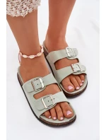 Klapki Damskie Z Klamrami Miętowe Oliena