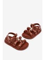 Dívčí sandály se zlatým detailem hnědé model 21701114 - Boto Dívčí sandály se zlatým detailem hnědé model 21701114 - Boto