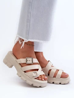 Dámske papuče na nízkom podpätku ZAXY light beige