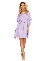 Numoco SOFIA dámske šaty so zaväzovaním v páse - svetlo fialové