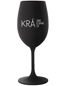KRÁSNA KRÁĽOVNÁ KRÁSY - čierny pohár na víno 350 ml