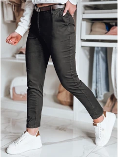 Dámské kalhoty slim fit s páskem khaki Dstreet model 21986472 - FashionStreet