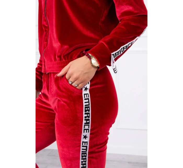 Velurová souprava s ozdobnými model 21752918 červená - K-Fashion Velurová souprava s ozdobnými model 21752918 červená - K-Fashion
