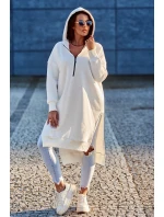 Zateplená mikina s bočnými rázporkami ecru