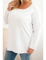 Dámská blůza Plus Size s lodičkovým výstřihem bílá
